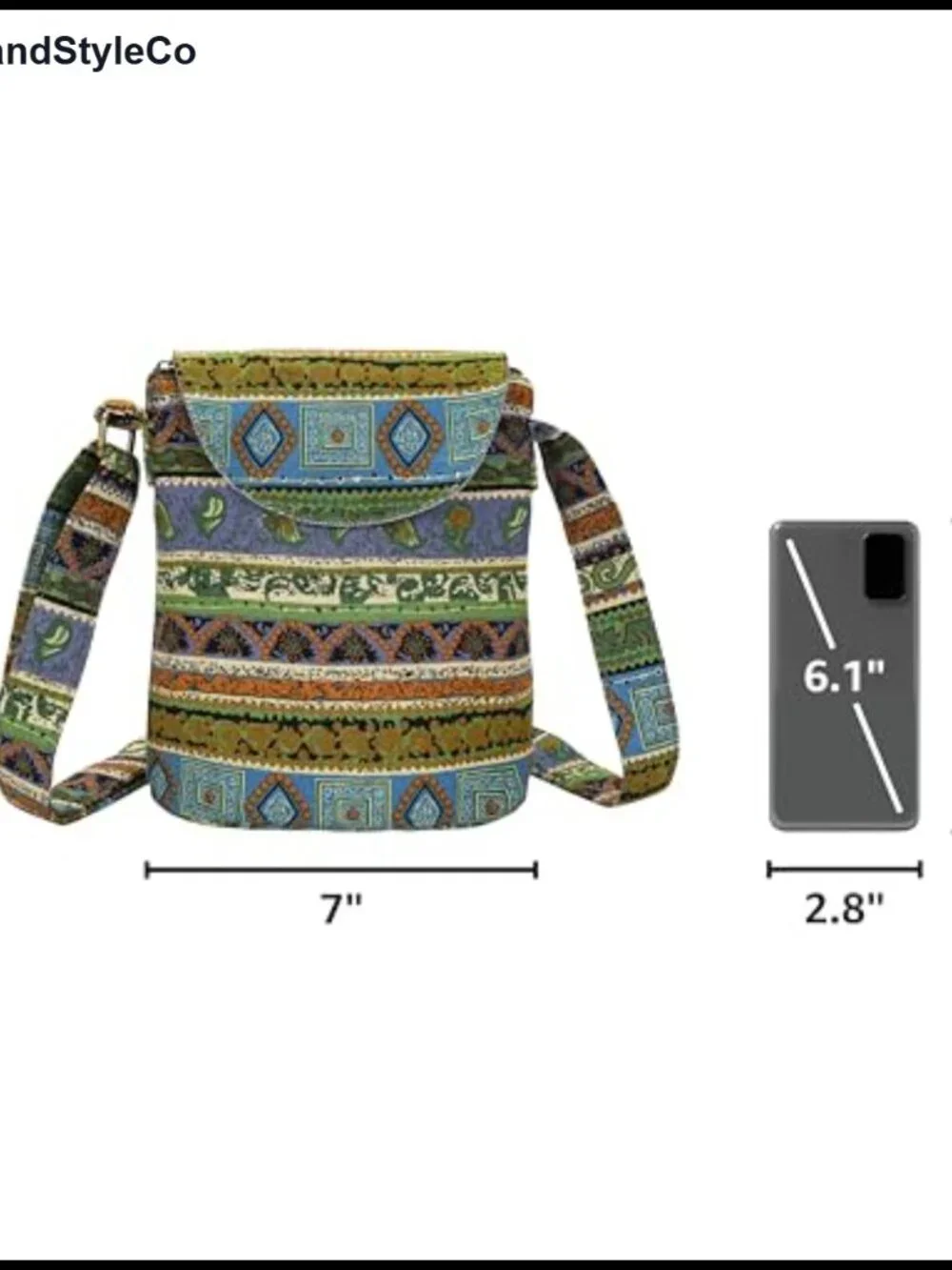 Canvas Boho Crossbody Bag with Adjustable Strap